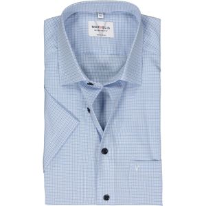 MARVELIS modern fit overhemd, korte mouw, popeline, lichtblauw met wit geruit 44