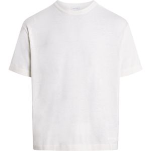 Calvin Klein Knitted Silk-blend T-shirt, heren T-shirt korte mouw O-hals, wit -  Maat: S