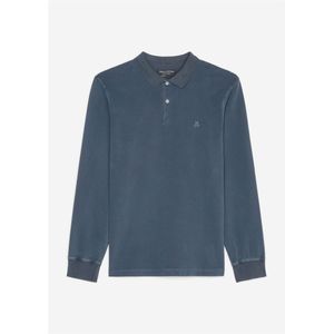 Marc O'Polo regular fit polo, heren poloshirt lange mouw, donkerblauw -  Maat: L