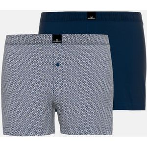 Gotzburg heren boxershorts wijd model met gulp (2-pack), middenblauw mini dessin