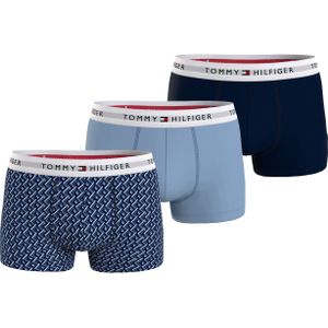 Tommy Hilfiger trunk (3-pack), heren boxers normale lengte, blauw, lichtblauw, print -  Maat: M