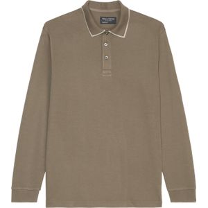 Marc O'Polo regular fit polo, heren poloshirt lange mouw, grijs