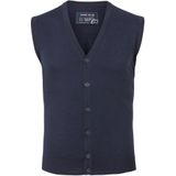 MARVELIS heren vest mouwloos, wol, V-hals, donkerblauw