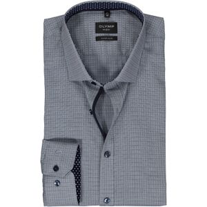 OLYMP No. 6 Six super slim fit overhemd, structuur, marine blauw mini dessin (contrast)