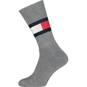 Tommy Hilfiger Flag Socks (1-pack), unisex sportsokken katoen, grijs melange -  Maat: 43-46