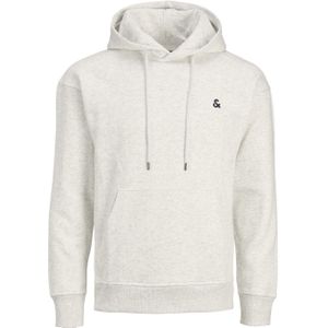 JACK & JONES Star roof sweat hood regular fit, heren hoodie katoenmengsel met capuchon, wit melange