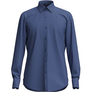HUGO BOSS Hank slim fit overhemd, popeline, blauw dessin