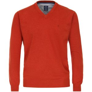Redmond heren trui katoen, V-hals, terracotta (middeldik)