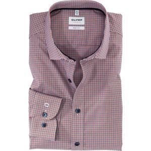 OLYMP Level 5 body fit overhemd, popeline, oranjerood geruit