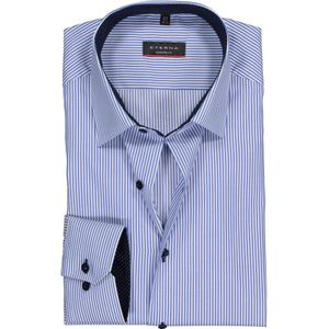 ETERNA modern fit overhemd, twill heren overhemd, blauw met wit gestreept (blauw contrast) 38