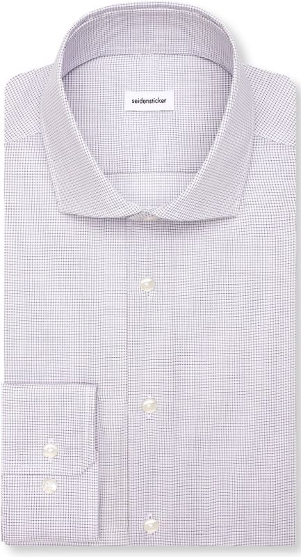 Seidensticker - Businessoverhemd - Donkerblauw - Slim 1/1 Kentkraag Ruit