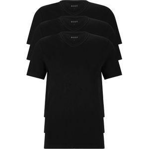 HUGO BOSS Classic T-shirts regular fit (3-pack), heren T-shirts V-hals, zwart -  Maat: XXL