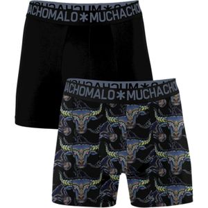 Muchachomalo boxershorts, heren boxers normale lengte (2-pack), Bull Print/solid -  Maat: M