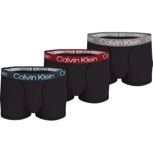 Calvin Klein Trunk (3-pack), heren boxers normale lengte, blauw, donkerrood, grijs