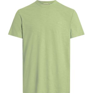 Calvin Klein Cotton Linen T-shirt, heren T-shirt korte mouw O-hals, groen -  Maat: S