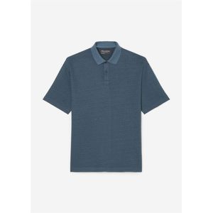 Marc O'Polo relaxed fit polo, heren poloshirt korte mouw, middenblauw -  Maat: L