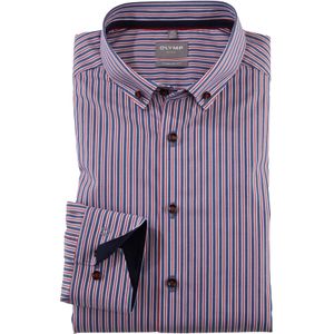 OLYMP Luxor comfort fit overhemd, popeline, rood gestreept