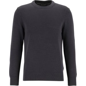 Marc O'Polo regular fit pullover, heren trui katoen met O-hals, zwart (middeldik) -  Maat: XXL
