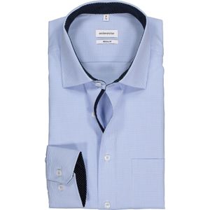Seidensticker regular fit overhemd, blauw met wit geruit (contrast)