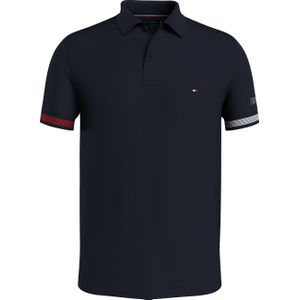 Tommy Hilfiger Flag Cuff Slim Polo, heren poloshirt, donkerblauw