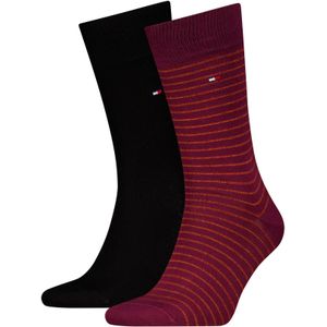 Tommy Hilfiger Small Stripe Sock (2-pack), heren sokken, diep rood gestreept