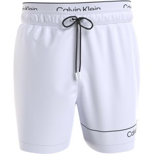 Calvin Klein Medium Drawstring double waistband swimshort, heren zwembroek, wit -  Maat: L