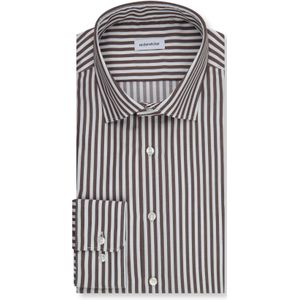 Seidensticker slim fit overhemd, popeline, bruin gestreept