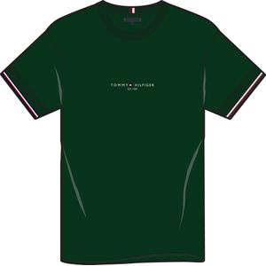 Tommy Hilfiger Tommy Logo Tipped Tee, heren T-shirt korte mouw O-hals, groen -  Maat: 3XL