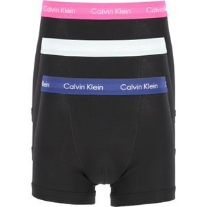 Calvin Klein heren boxers normale lengte (3-pack), zwart met gekleurde tailleband -  Maat: XL