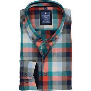 3 voor 99 | Redmond regular fit overhemd, visgraad, blauw met groen en rood geruit (contrast) 53/54