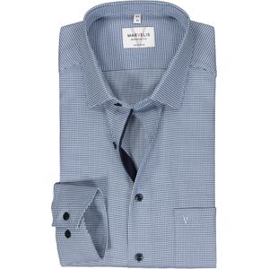 MARVELIS modern fit overhemd, popeline, blauw met wit mini dessin 47