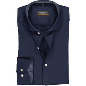 ETERNA slim fit performance overhemd, superstretch lyocell, donkerblauw (dessin contrast)
