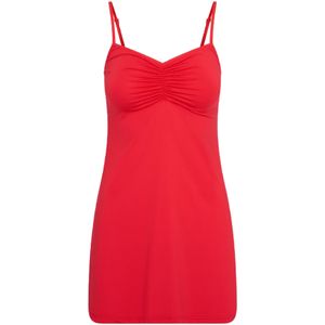 RJ Bodywear Pure Color dames jurk (1-pack), onderjurk met verstelbare bandjes, rood -  Maat: XXL