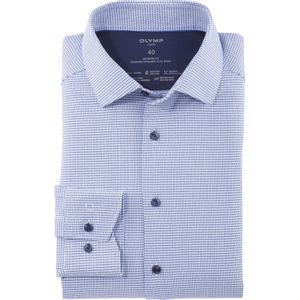 OLYMP Luxor 24/7 modern fit overhemd, Dynamic Flex, bleu met wit dessin