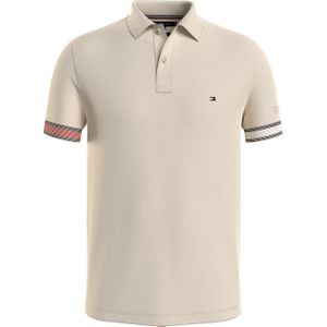 Tommy Hilfiger Flag Cuff Slim Polo, heren poloshirt, beige
