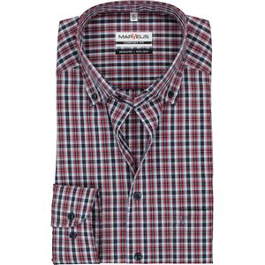 MARVELIS comfort fit overhemd, popeline, rood met wit en blauw geruit 46