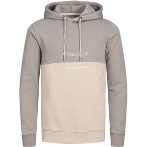 JACK & JONES Ryder blocking sweat hood regular fit, heren hoodie katoenmengsel met capuchon, grijs