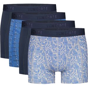 TEN CATE Basics men shorts (4-pack), heren boxers normale lengte, blauw en blauw dessin -  Maat: S