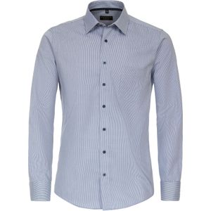 Redmond - Slim Fit Overhemd - Blauw - Structuurweving - Easy Iron
