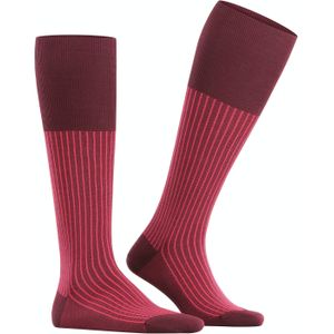 FALKE Oxford Stripe heren kniekousen, donkerrood (barolo)