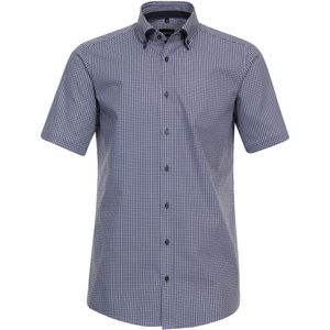 VENTI - Overhemd - Blauw - Modern Fit - Korte Mouw - Popeline