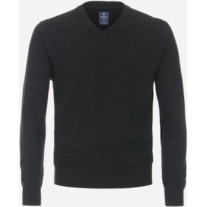 Redmond heren trui katoen, V-hals, zwart (middeldik)
