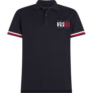 Tommy Hilfiger slim fit heren polo, New York Flag Slim Polo, blauw