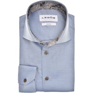 Ledub modern fit overhemd, mouwlengte 72 cm, popeline, middenblauw