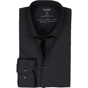 OLYMP 24/7 Level 5 body fit overhemd, tricot, olijfgroen dessin