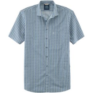 OLYMP Casual modern fit overhemd, korte mouw, structuur, bleu dessin 47/48