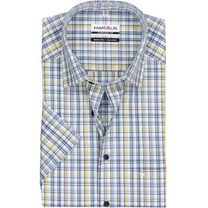 MARVELIS comfort fit overhemd, korte mouw, popeline, wit, blauw, beige en geel geruit 40
