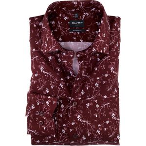 OLYMP Luxor modern fit overhemd, popeline, donkerrood dessin