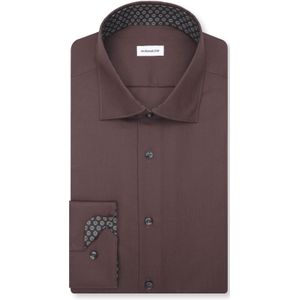 Seidensticker shaped fit overhemd, popeline, bruin