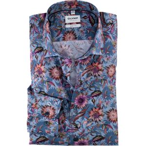OLYMP Level 5 body fit overhemd, popeline, granaat dessin